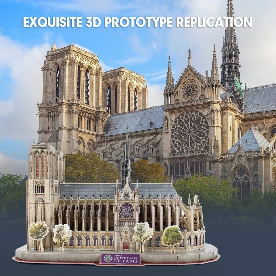 CubicFun 3D Puzzles for Adults Notre Dame de Paris Model Kits 128 Pieces,...  - Image 2 of 4