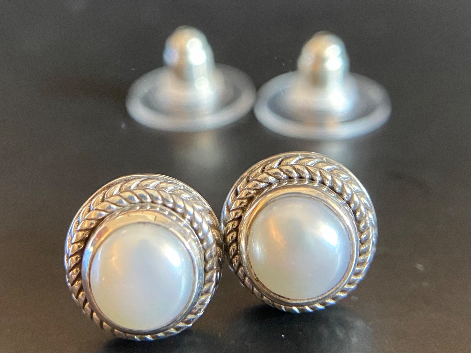 Sarda, Bali Handmade, Lovely, Sterling & Fresh Water Pearl, Stud Earrings