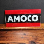 1 Vintage original AMOCO 10.25"W Gas Pump Advertising Ad Glass OIL Sign