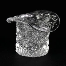 George Duncan Hat Novelty Open Salt, Antique Glass c.1885 EAPG Daisy & Button