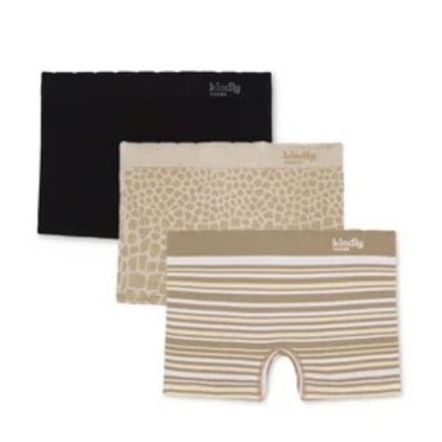Kindly Yours Women XXXL 22 Seamless Boyshort Underwear 3 Pack Black Tan Stripe