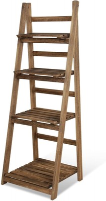 4 Tier Flower Plant Ladder Shelf Stand Storage Rack Vintage Foldable Bookshelf