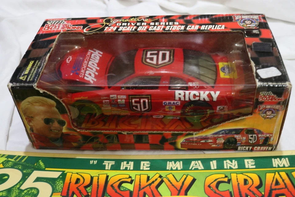 Cartel Ricky Craven Budweiser NASCAR 1997 RARO y coche fundido a presión Foto 3 de 4