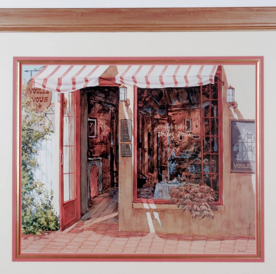 Viktor Shvaiko "Red Door" Screen Print France on Canvas Gilded Wooden Frame VG+ - Image 2 of 4