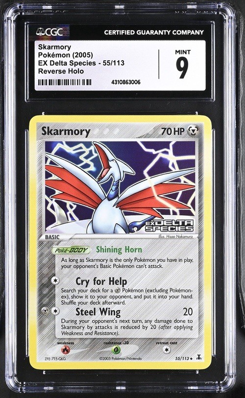 CGC 9 MINT Skarmory EX Delta Species 55/113 Reverse Holo Stamped Pokemon Card
