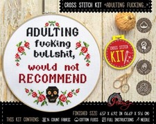 Adulting - Fuc ing Bullshit, Would Not Recommend - DIY Counted Cross Stitch Kit