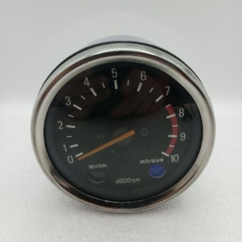 Vintage 10k Motorcycle Tachometer x1000rpm w Neutral & High Beam Indicator Light - Picture 1 of 8