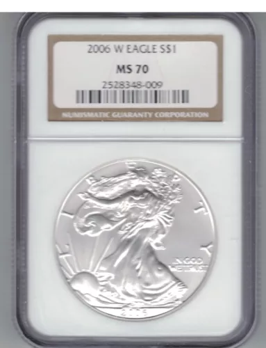 2006 W BURNISHED SILVER EAGLE NGC MS70 CLASSIC BROWN LABEL