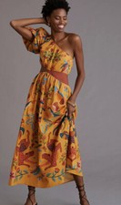New Farm X Anthropologie FARM Rio One Shoulder Dress MEDIUM