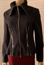 Betty Barclay Biker Style Black Jacket Size 10 New