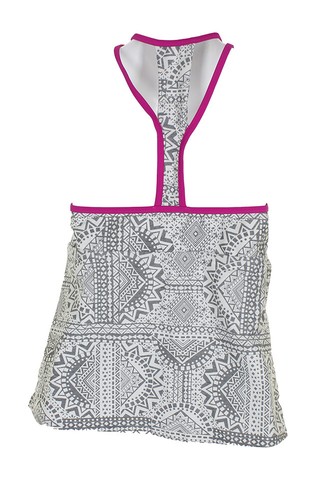 Go Gossip Damen Tankini mit geometrischem Muster V-Ausschnitt Schwimmoberteil XL Nylon grau - Bild 3 von 3