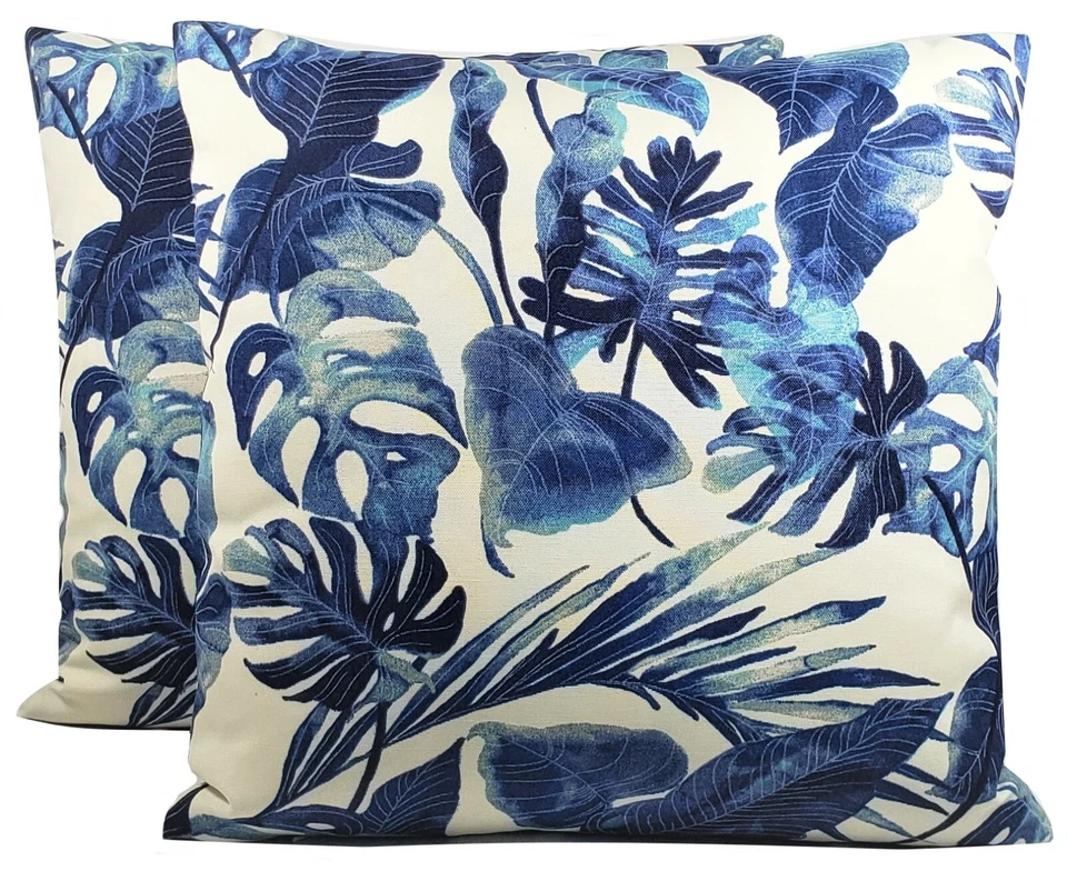 Tommy Bahamas Outdoor Inky Palms 17'' Decorative Throw Pillow Cover in Indigo - Image 2 of 4