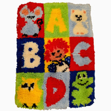 Malina ABC Blocks Hooked Rug Wall Art Childs Decor Completed 26" Kit 25 of 35