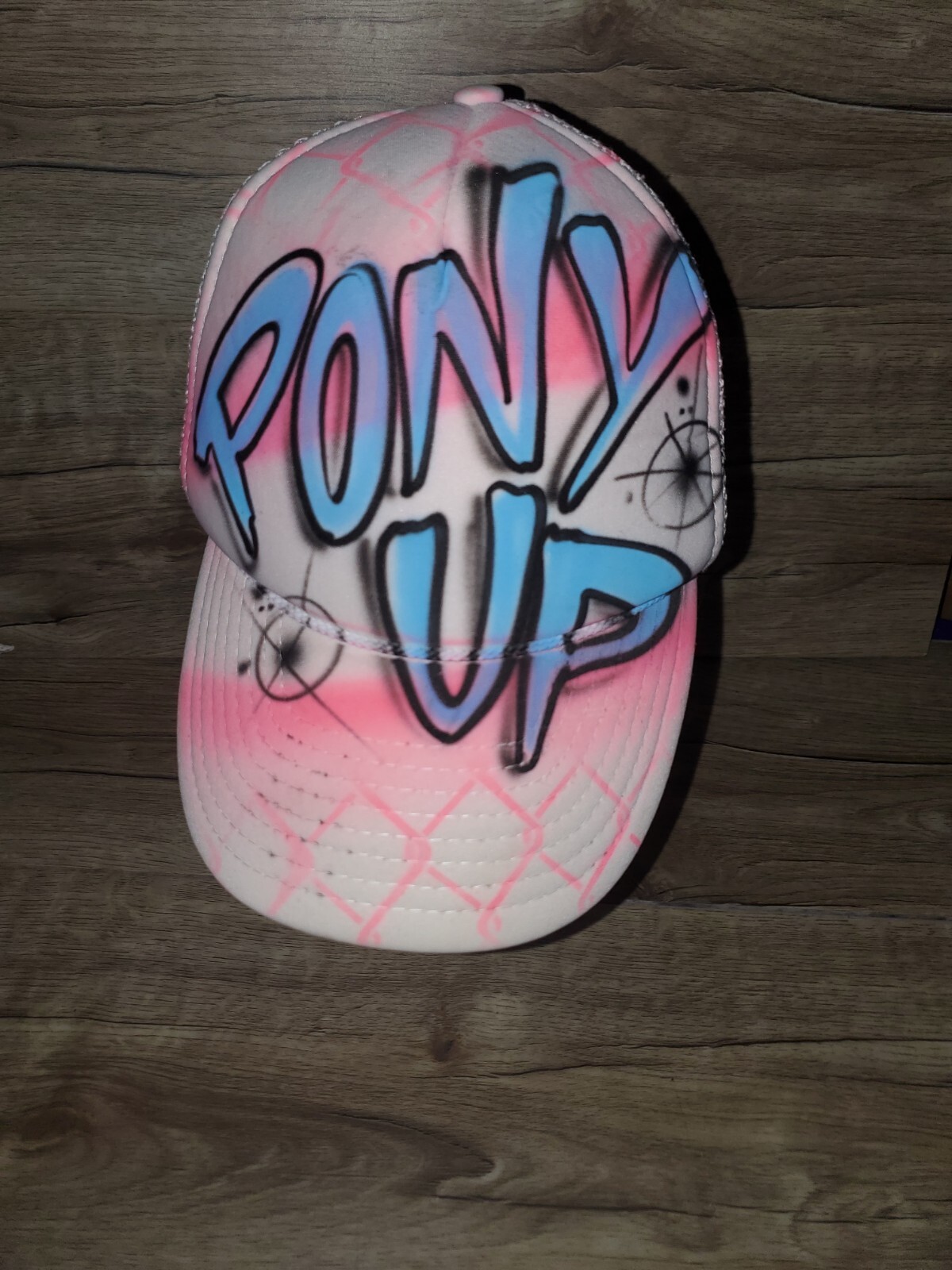 Cappello Snapback Aerografato Vintage anni '90 Pony Up