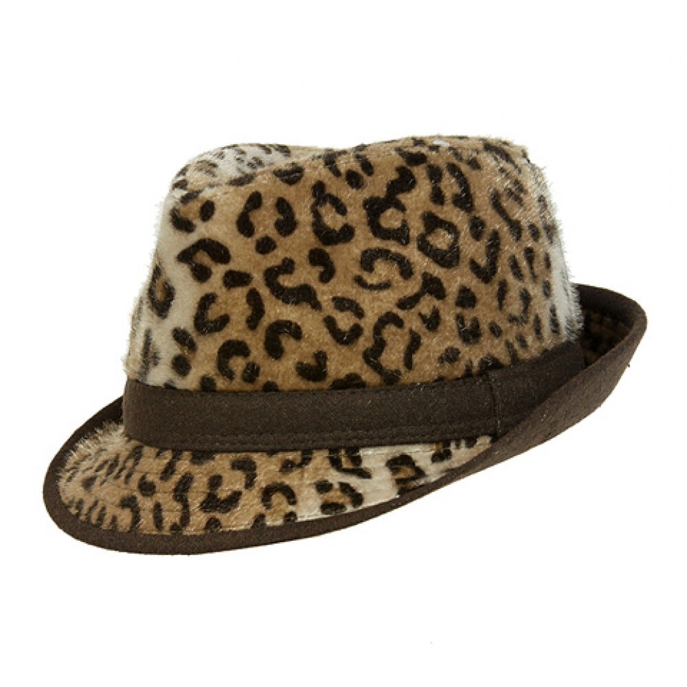 Fuzzy Faux Fur Leopard Pattern Cowboy Fedora Hat CHECK ME OUT FAUX FUR COWBOY HAT – AKIRA main image 2