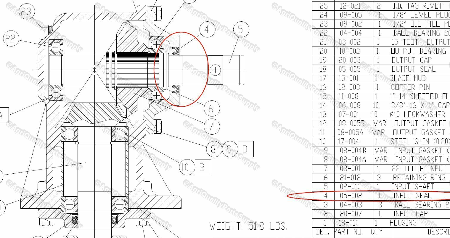 40HP Woods Rotary Cutter Gearbox Input Oil Seal, 58815, 05002 Free