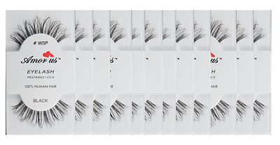 12 Pack #WSP Amor Us 100% Human Hair False Eyelashes 