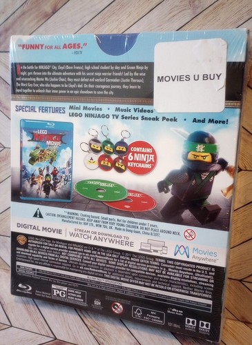 Lego Ninjago Movie (Blu-ray/DVD/2018 Digital), 6 Bonus Keychains, Franco, Chan - Picture 2 of 7
