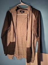 Amongst Friends 2 Tone Gray Womens Zip Up Hoodie Sweatshirt Size M