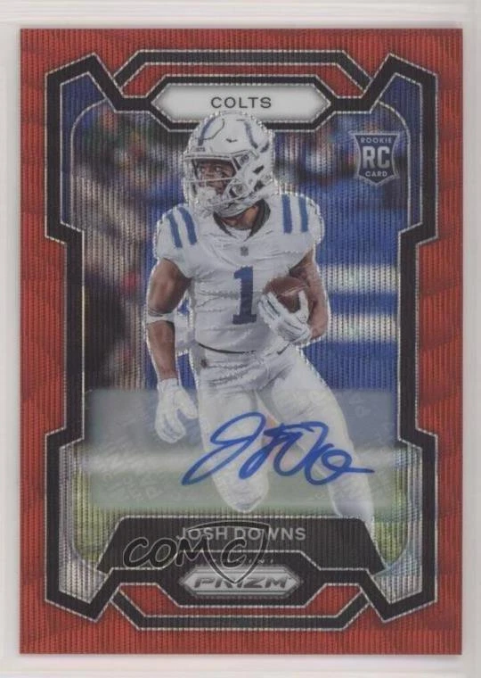 2023 Panini Prizm Rookies Red Wave /149 Josh Downs #345 Rookie Auto RC
