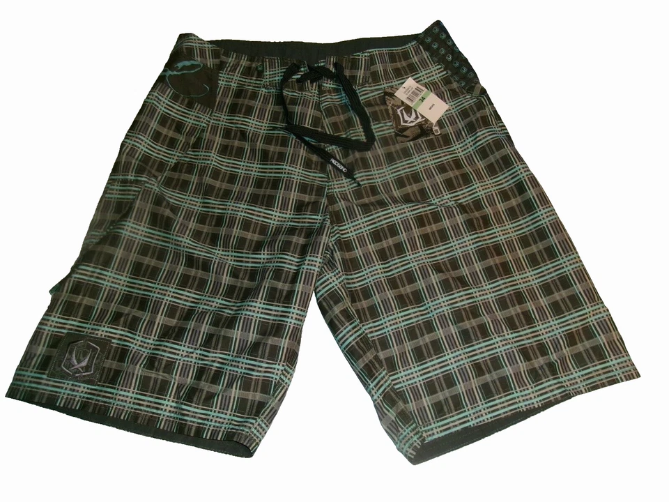 Pantalones Cortos Red Sand Board Talla 34 Bolsillo Oculto Entrepierna 10 1/2" Multicolor Cuadros Nuevos con Etiquetas Foto 4 de 4