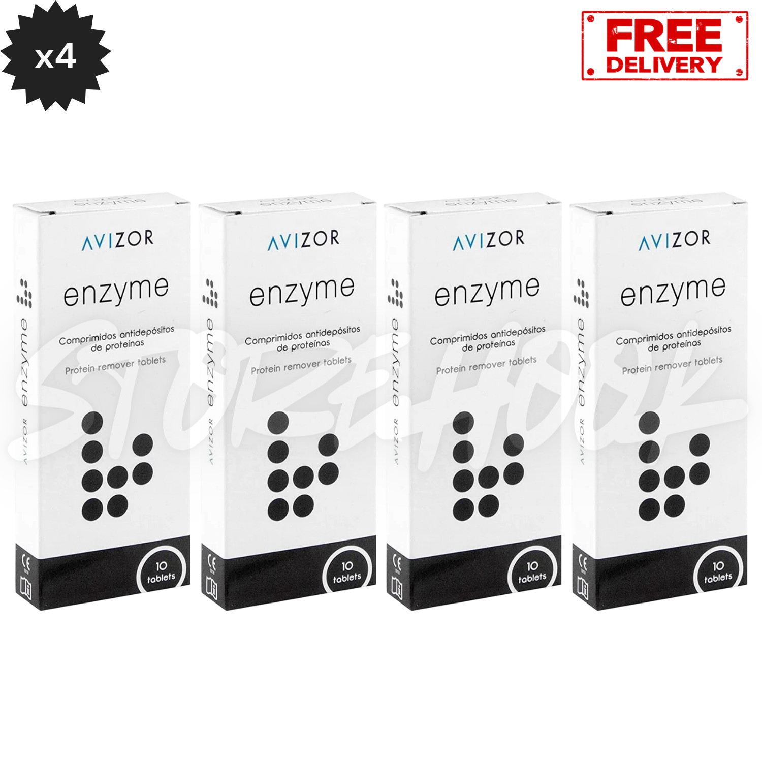 4x Avizor Pro-Enzyme Protein Remover Tablets 12's Contact Le