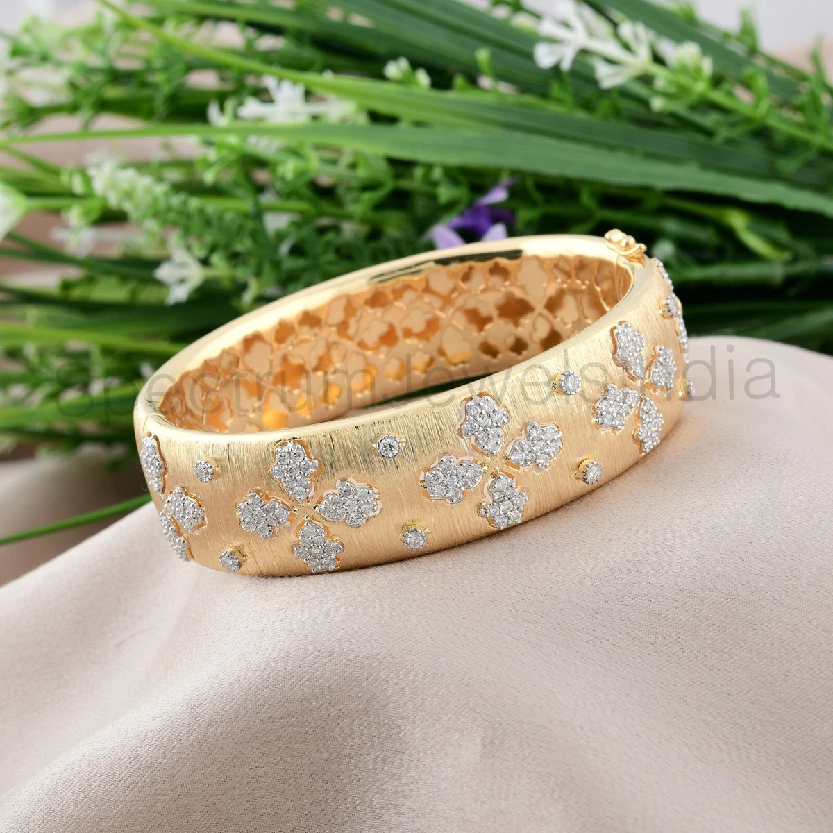Solid gold bangle with best sale diamonds