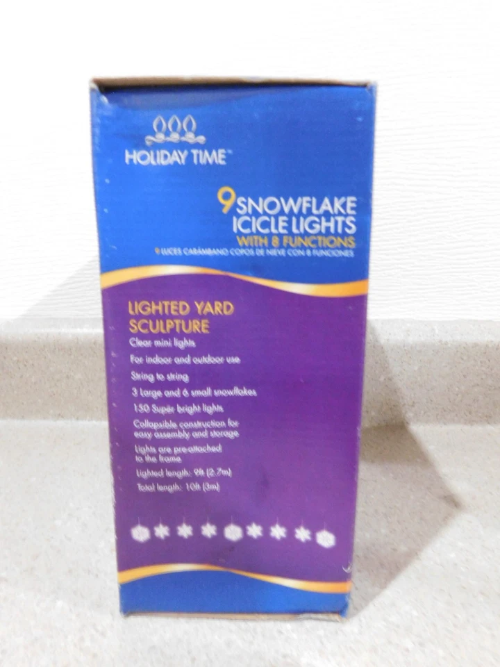 Holiday Time White 9 Snowflake Icicle Lights With 8 Functions - Image 4 of 4