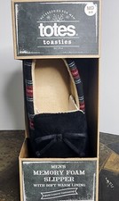 Totes Toasties Men  s Slippers Size MD 8-9  Memory Foam Black