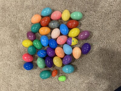 Vintage Lot of 38 Colored/Decorated Fillable Plastic Easter Eggs Different Sizes