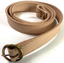 AMERICAN REVOLUTION CIVIL WAR MUSKET RIFLE LEATHER CARRY SLING W/ BRASS BUCKLE