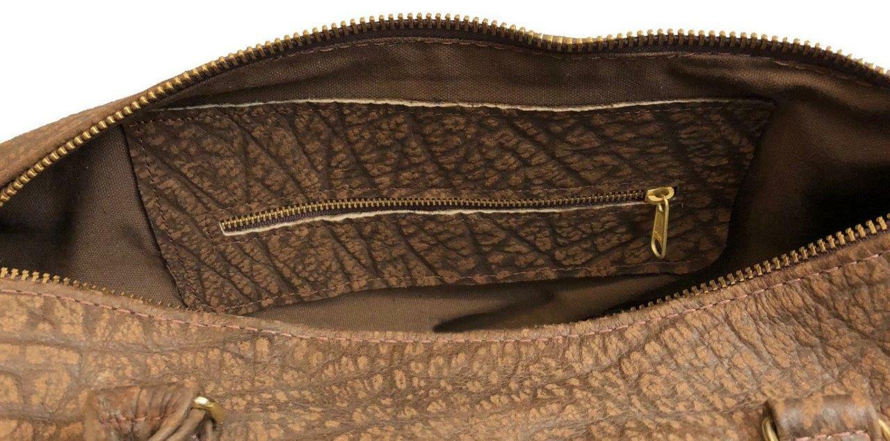 Genuine ZEBRA & BUFFALO HIDE DUFFEL / DUFFLE / OVERNIGHT / WEEKENDER BAG - Brown