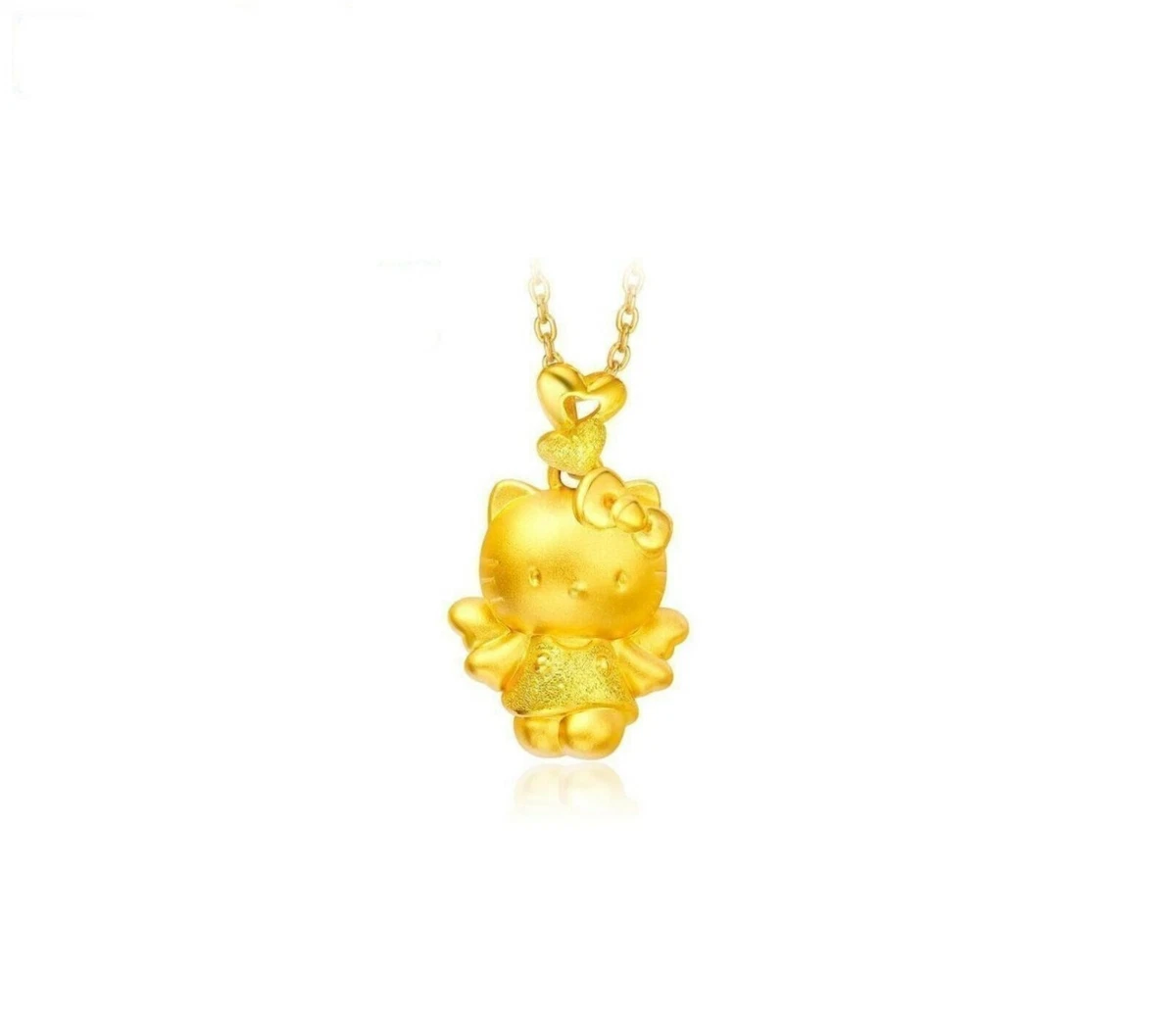 Adorable 14k Gold GP Hello Kitty Skirt Cat Kitten Pendant Necklace