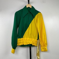 Vintage 70s Green  Yellow Marching Band Uniform Jacket 100 Polyester