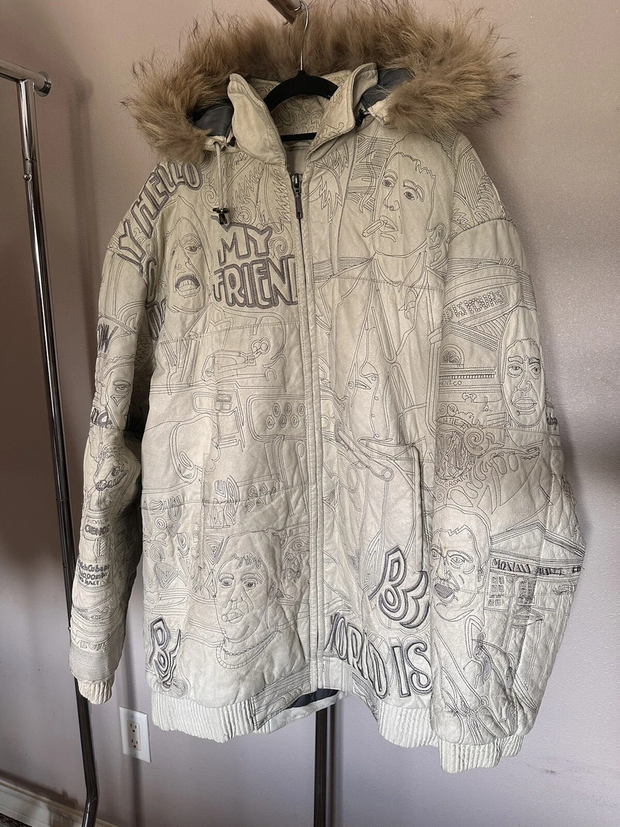 Scarface embroidered cheap leather jacket