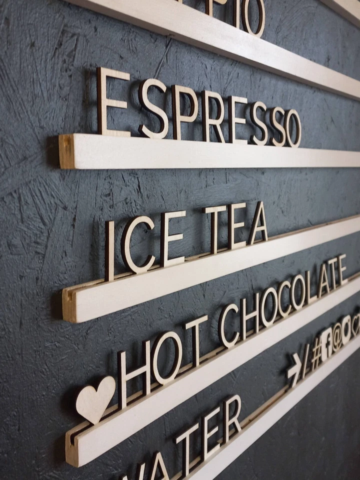 White Wooden Letter & White Wooden Rails Menu Board, Changeable Letter Board - Image 3 of 4