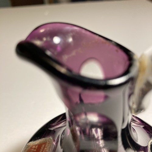 Rare Crystal Cruet Amethyst Cut-to-clear 4” Hand Blown Applied Handle German Vtg - Picture 15 of 23