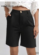 SHEIN Solid Color Buttoned Mid-Length Casual Shorts With Pockets Size M/6