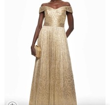 AIDAN MATTOX Metallic Off-The-Shoulder Gown - Gold