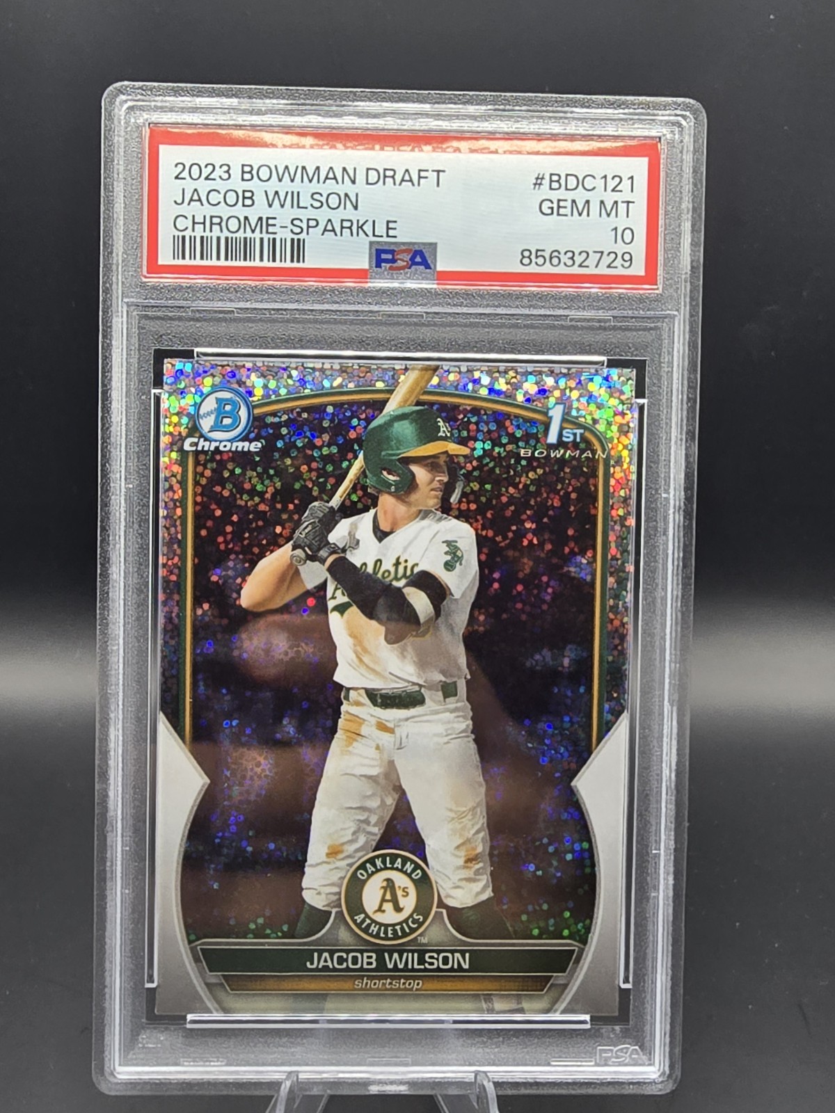 Topps 2023 Bowman Draft Chrome Sparkle Jacob Wilson #BDC-121 PSA 10 Athletics