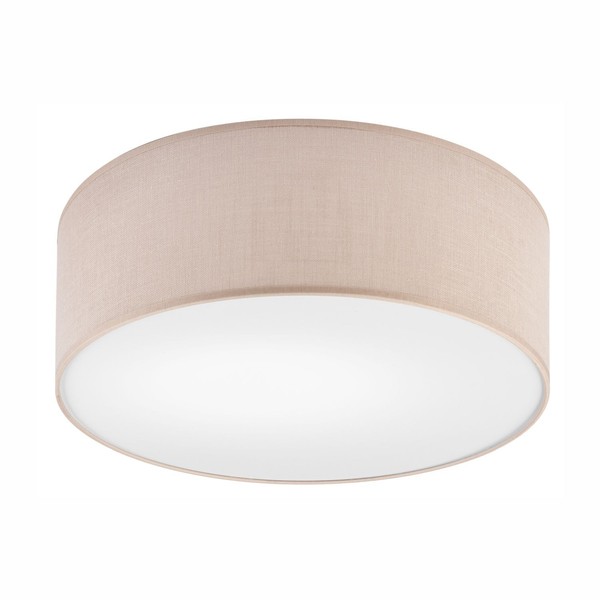 Deckenlampe Rund Stoff Ø 35 Cm H: 13 Cm Beige Blendarm Flach E27 Deckenleuchte-image