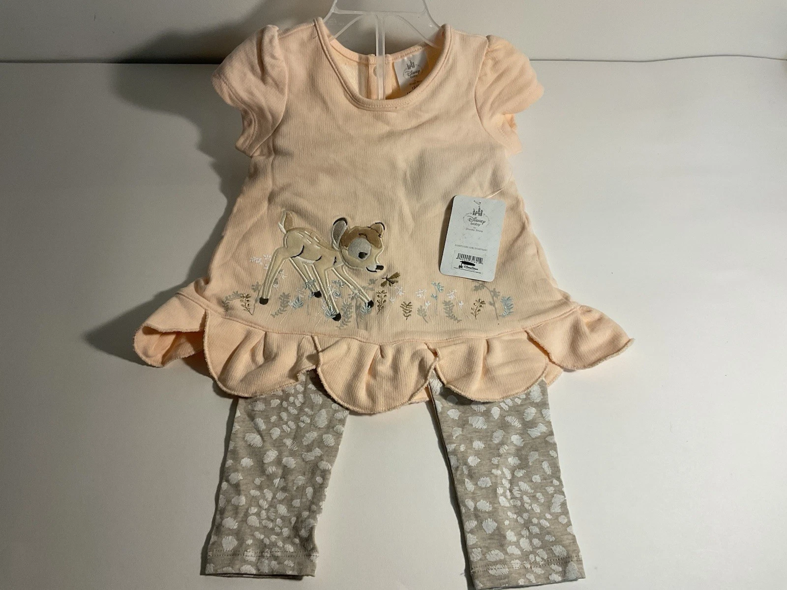 NWT-Disney Parks Exclusive- Baby Bambi Peach Ruffle Layette Set 12-18 Months