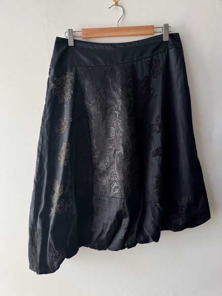 Trelise Cooper Black Silk Embellished Panel Skirt Size 10