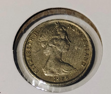 1975 New Zealand Coin,  Elizabeth II  5 -  Very Good condition