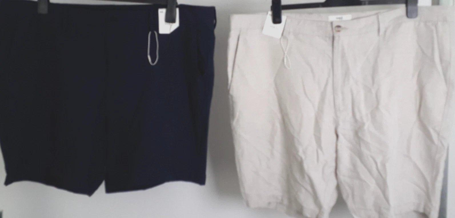 M&S Men's Stone Cotton/Linen Shorts Size 44" Waist & Blue Shorts New