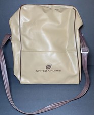 Vintage 1974 Rare United Airlines "Tulip" Logo Tan Vinyl Messenger Bag