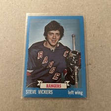 🟪1973-74 Topps Steve Vickers #57 New York Rangers Hockey Vintage Crease On Card