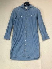 J Crew Blue Size XS Denim Knee Length Long Sleeve Dress Shirt Button up Women