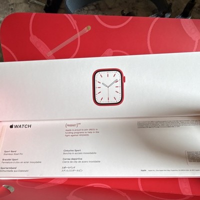 Apple Watch Series 7 GPS 45mm (PRODUCT)RED Aluminum Case Red Sport Band 32GB