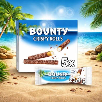 Bounty Crispy Rolls 5 Pack 117g Waffelröllchen mit Kokos und Schokolade